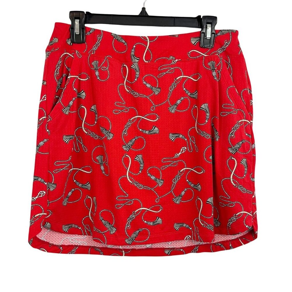 Nivo Red Horse Bit Rose Tassel Luxury Print Tennis Golf Skort Pull On Size Small